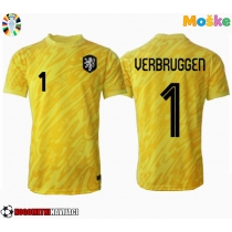 Moške Nogometnih dresov Nizozemska Bart Verbruggen #1 Vratar Gostujoči EP 2024 Kratki rokavi